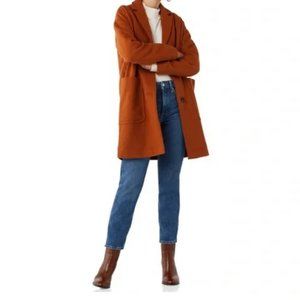 Free Assembly Women's Cocoon Orange-Brown Wool Blend Coat Size L NWT